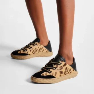 Diamond Light Flex F Natuurlijke ponyhuid sneakers met luipaardprint