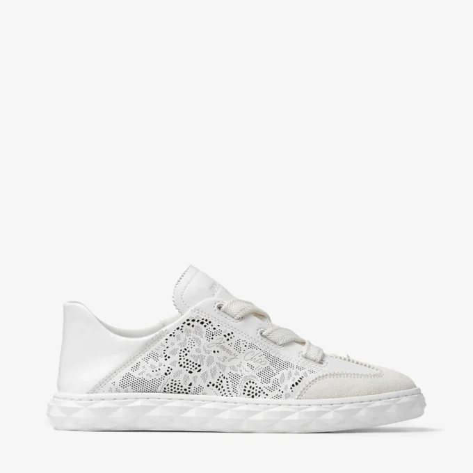 Diamond Light Flex F Witte leren mix en geperforeerde leren vetersneakers Diamond Light Flex F Witte leren mix en geperforeerde leren vetersneakers