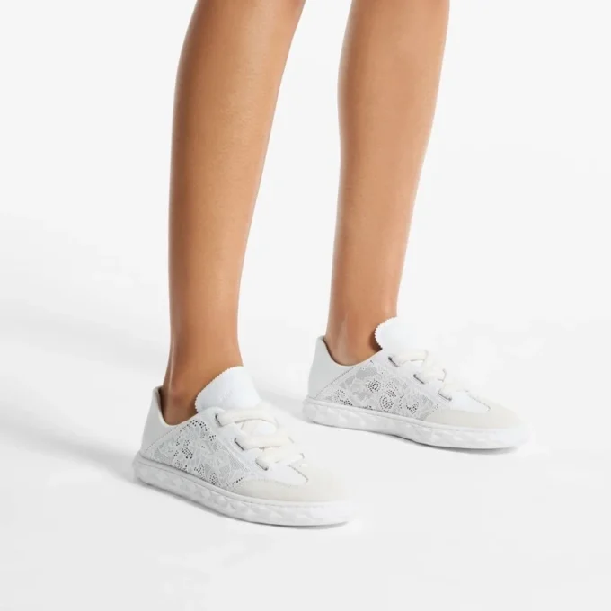 Diamond Light Flex F Witte leren mix en geperforeerde leren vetersneakers Diamond Light Flex F Witte leren mix en geperforeerde leren vetersneakers