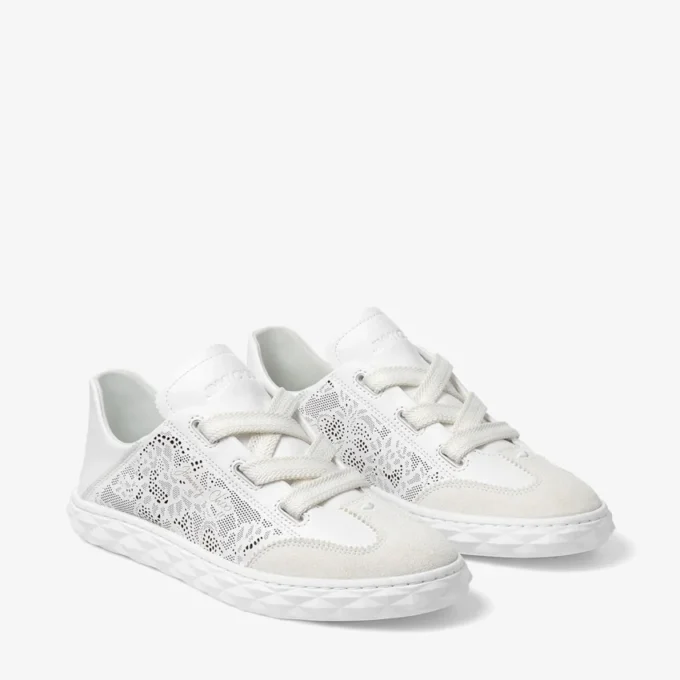 Diamond Light Flex F Witte leren mix en geperforeerde leren vetersneakers Diamond Light Flex F Witte leren mix en geperforeerde leren vetersneakers