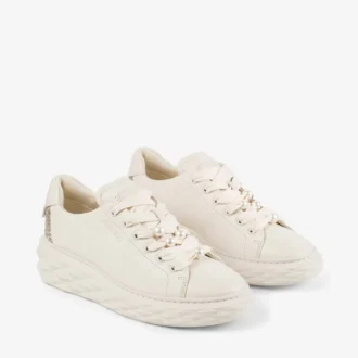 Diamond Light Maxi F Latte sneakers van glad leer en grove glitter