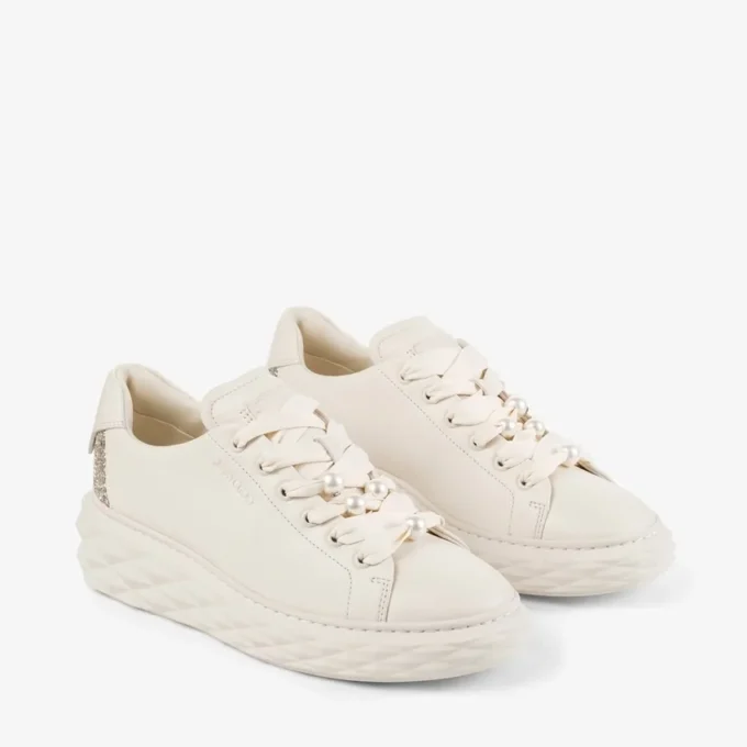 Diamond Light Maxi F Latte sneakers van glad leer en grove glitter Diamond Light Maxi F Latte sneakers van glad leer en grove glitter