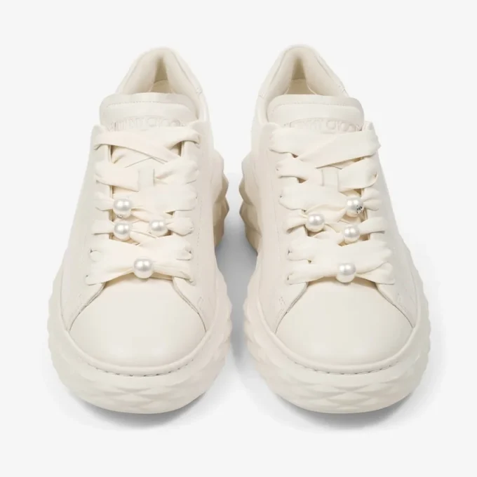 Diamond Light Maxi F Latte sneakers van glad leer en grove glitter Diamond Light Maxi F Latte sneakers van glad leer en grove glitter