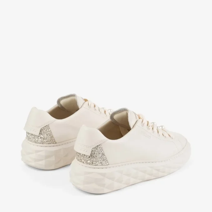 Diamond Light Maxi F Latte sneakers van glad leer en grove glitter Diamond Light Maxi F Latte sneakers van glad leer en grove glitter