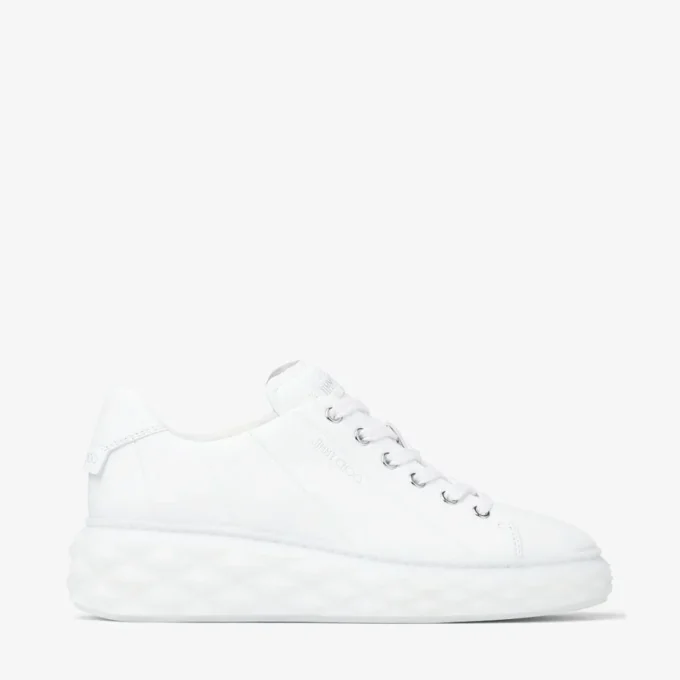 Diamond Light Maxi F Witte lage sneakers van nappaleer met plateauzool Diamond Light Maxi F Witte lage sneakers van nappaleer met plateauzool