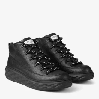 Diamond Maxi Hike M Zwarte hoge sneakers van generfd boxkalfsleer