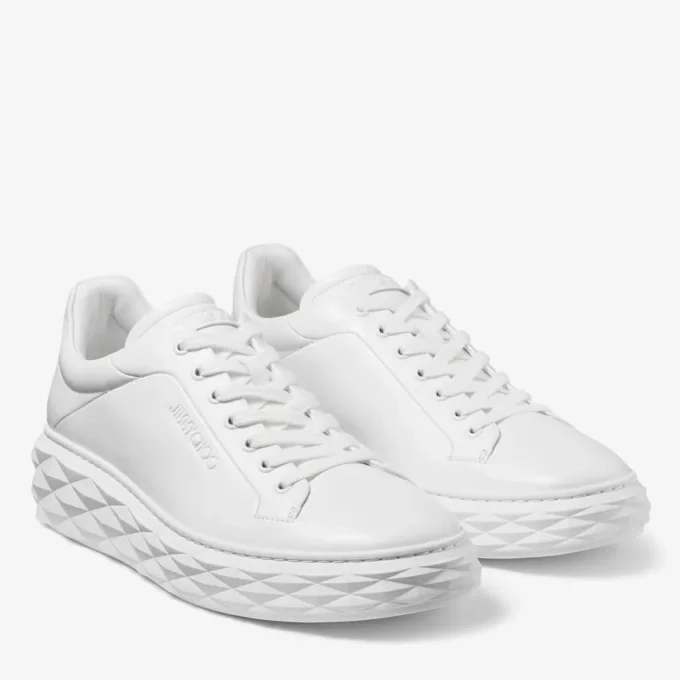 Diamond Maxi M II witte nappalederen platform sneakers