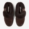 Diamond Maxi Mule F Chocoladebruine suède muiltjes met schapenvacht