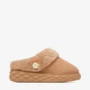 Diamond Maxi Mule F Toffee suède muiltjes met schapenvacht