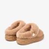 Diamond Maxi Mule F Toffee suède muiltjes met schapenvacht