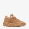 Diamond Maxi Retro F Toffee-kleurig fluweel suède lage sneakers met schapenvacht