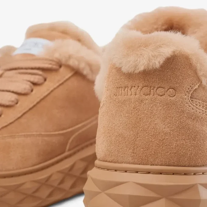 Diamond Maxi Retro M Toffee fluweel suède lage sneakers met schapenvacht Diamond Maxi Retro M Toffee fluweel suède lage sneakers met schapenvacht