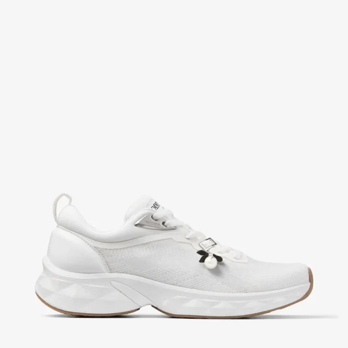 Diamond Run F Witte sneakers van gebreide jacquardmix