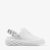 Diamond Sling witte nappaleren slippers met kristallen band