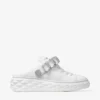 Diamond Sling witte nappaleren slippers met kristallen band