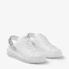 Diamond Sling witte nappaleren slippers met kristallen band