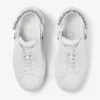 Diamond Sling witte nappaleren slippers met kristallen band