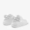 Diamond Sling witte nappaleren slippers met kristallen band