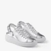 Diamond Sling zilverkleurige metallic leren slippers met kristallen band Diamond Sling zilverkleurige metallic leren slippers met kristallen band