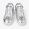 Diamond Sling zilverkleurige metallic leren slippers met kristallen band Diamond Sling zilverkleurige metallic leren slippers met kristallen band