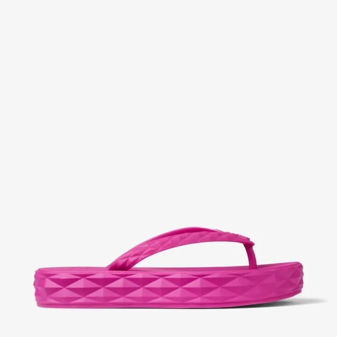 Diamond-teenslippers in fuchsia, platte rubberen schoenen