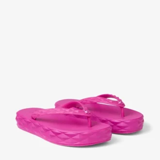 Diamond-teenslippers in fuchsia, platte rubberen schoenen