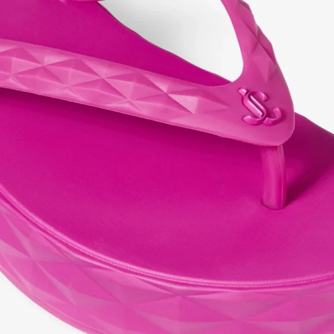 Diamond-teenslippers in fuchsia, platte rubberen schoenen