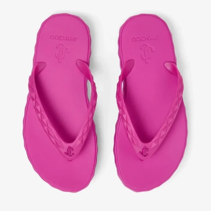 Diamond-teenslippers in fuchsia, platte rubberen schoenen