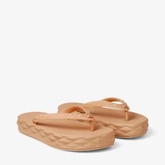 Diamond-teenslippers Karamelkleurige rubberen teenslippers