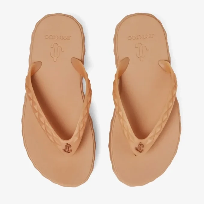 Diamond-teenslippers Karamelkleurige rubberen teenslippers