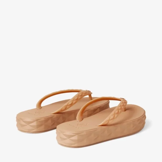 Diamond-teenslippers Karamelkleurige rubberen teenslippers