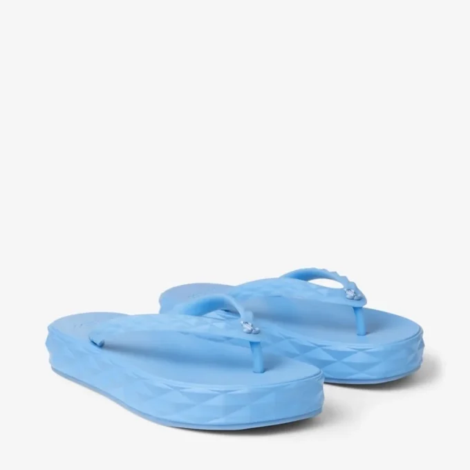 Diamond-teenslippers Stofblauwe rubberen platte schoenen