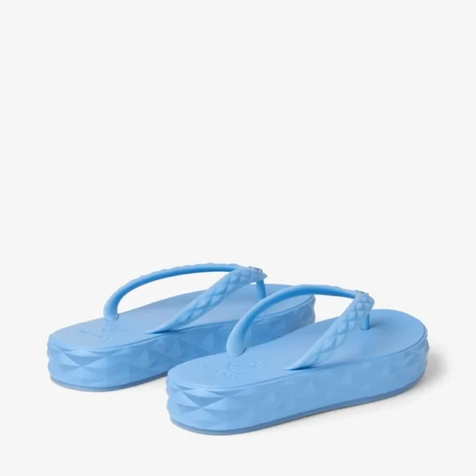 Diamond-teenslippers Stofblauwe rubberen platte schoenen