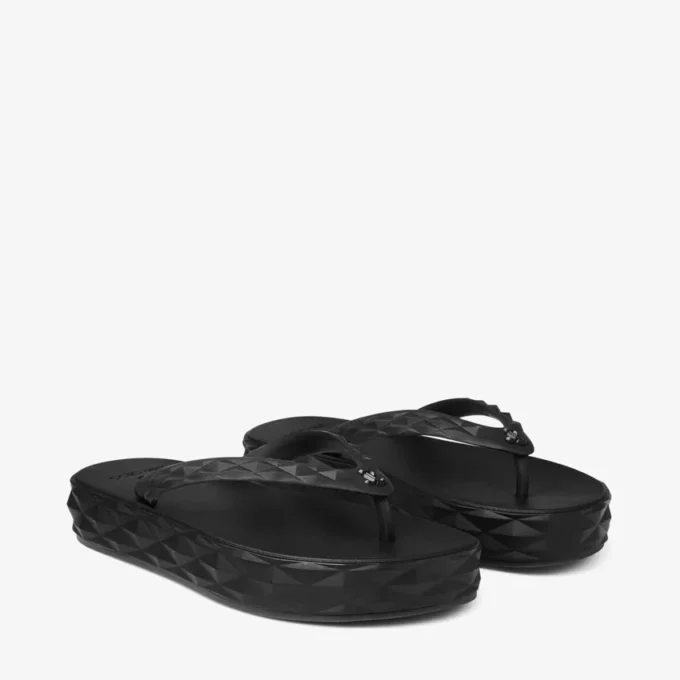 Diamond-teenslippers Zwarte rubberen platte schoenen