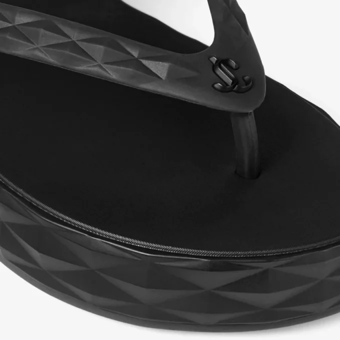 Diamond-teenslippers Zwarte rubberen platte schoenen
