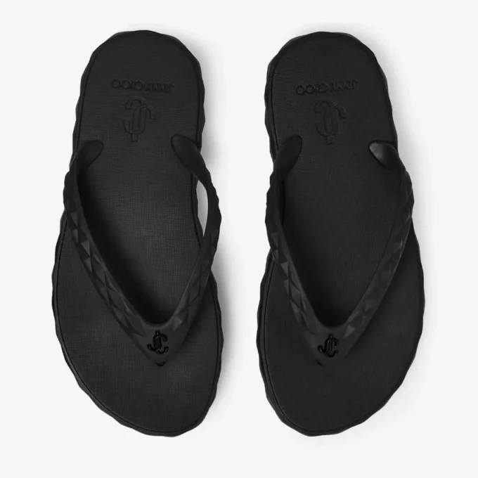 Diamond-teenslippers Zwarte rubberen platte schoenen