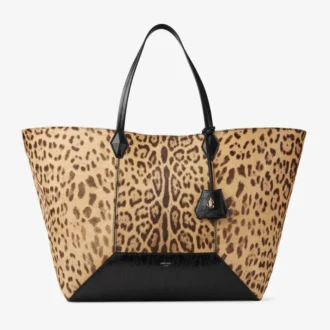 Diamond Tote Large Natuurlijke Pony-draagtas met luipaardprint