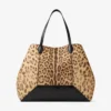 Diamond Tote Large Natuurlijke Pony-draagtas met luipaardprint