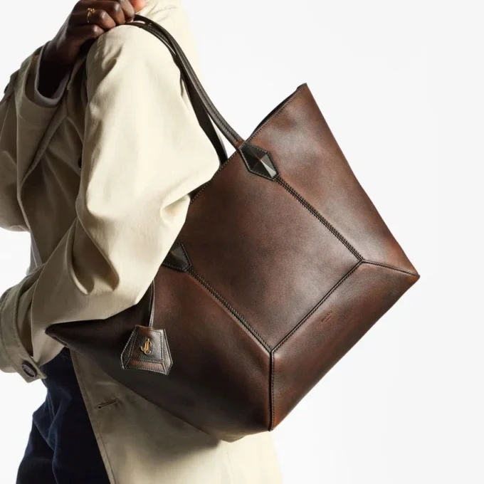 Diamond Tote Medium Cognac Tote Bag van glad kalfsleer