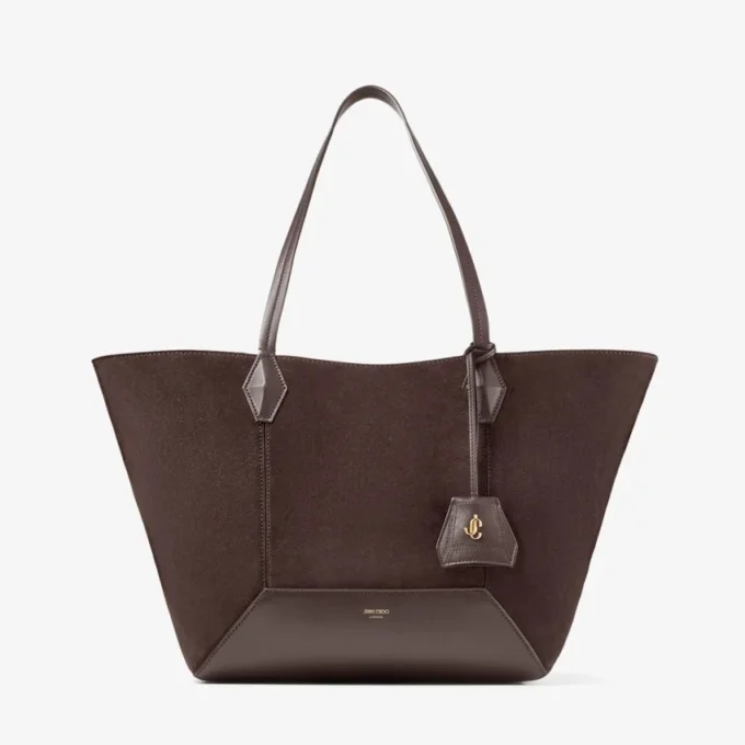 Diamond Tote Medium koffiekleurige suède draagtas