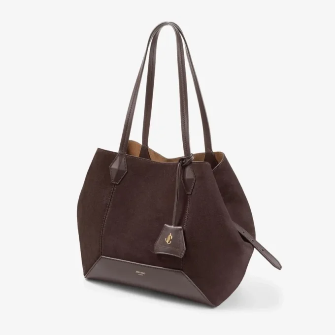 Diamond Tote Medium koffiekleurige suède draagtas