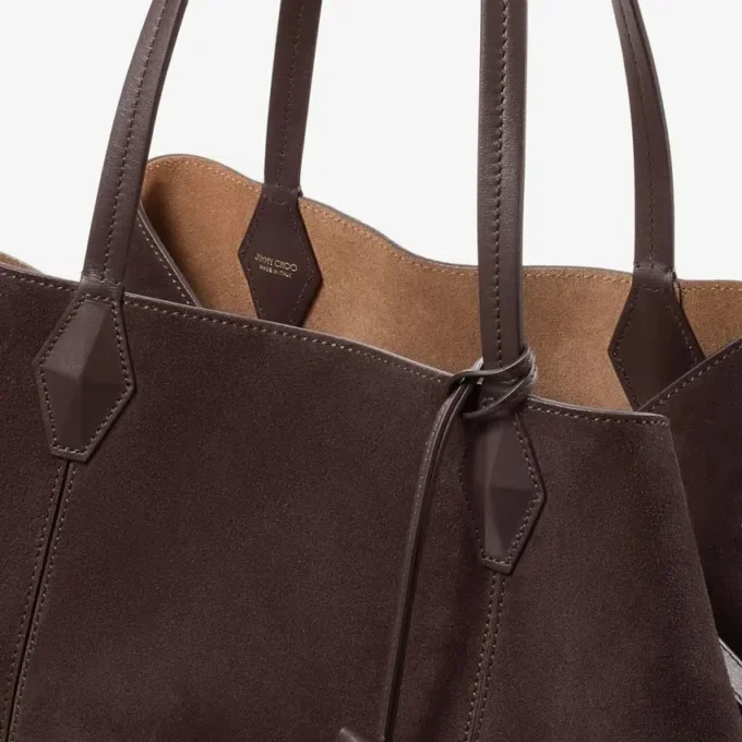 Diamond Tote Medium koffiekleurige suède draagtas