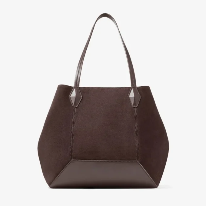 Diamond Tote Medium koffiekleurige suède draagtas