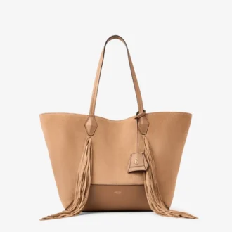 Diamond Tote Medium Toffee suède draagtas met franjes