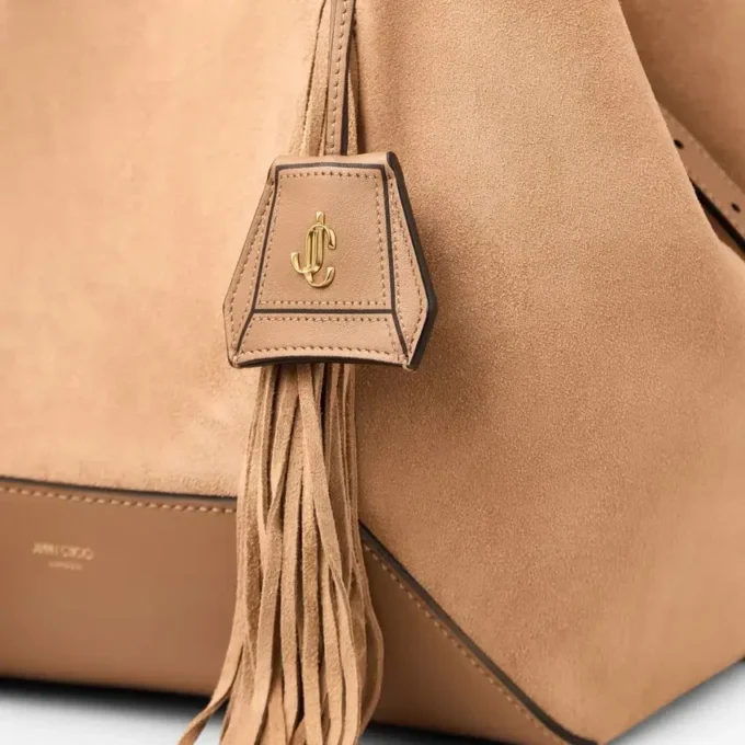 Diamond Tote Medium Toffee suède draagtas met franjes Diamond Tote Medium Toffee suède draagtas met franjes
