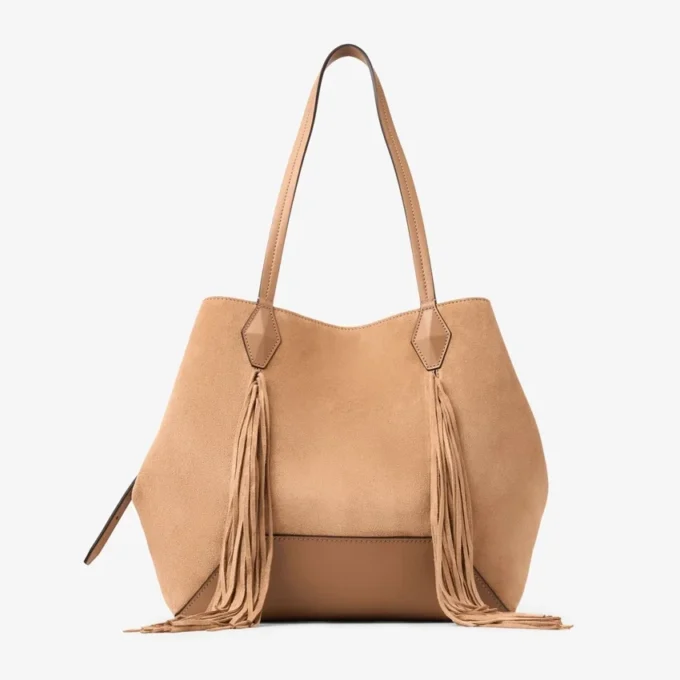 Diamond Tote Medium Toffee suède draagtas met franjes Diamond Tote Medium Toffee suède draagtas met franjes