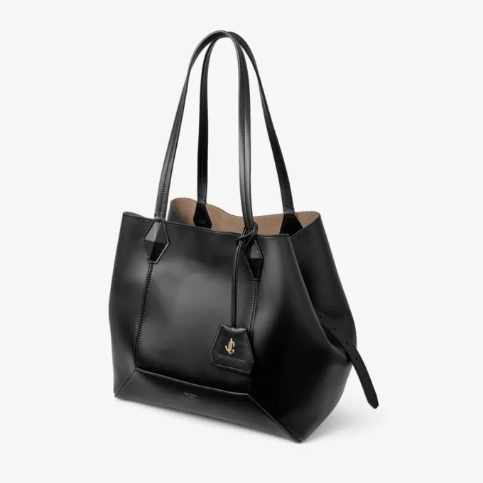 Diamond Tote Medium zwarte kalfsleren draagtas