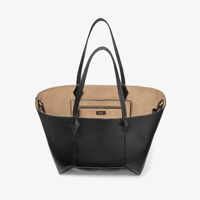 Diamond Tote Medium zwarte kalfsleren draagtas