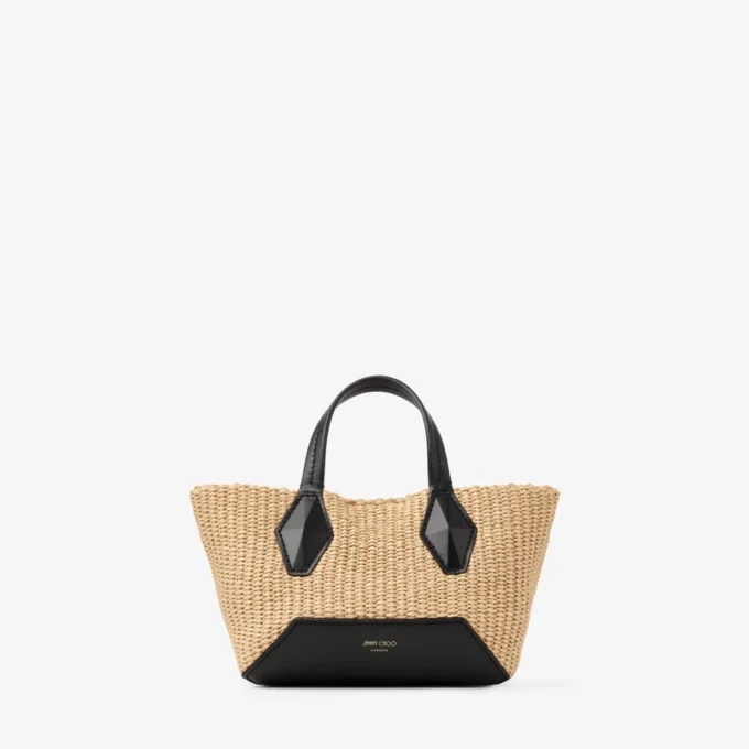 Diamond Tote Mini natuurlijke raffia-draagtas