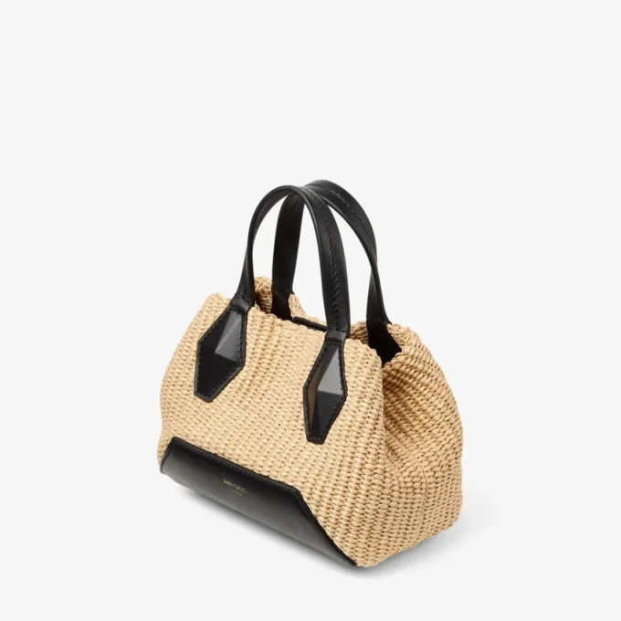 Diamond Tote Mini natuurlijke raffia-draagtas